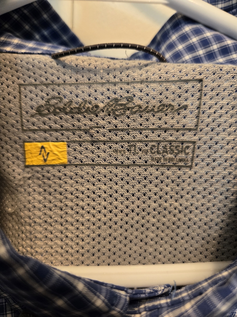 Eddie Bauer Blue and White Gingham Button-Down Performance Shirt - Picture 2 of 3